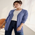 V-Neck Button-Front 100% Cotton Boyfriend Cardigan image number null