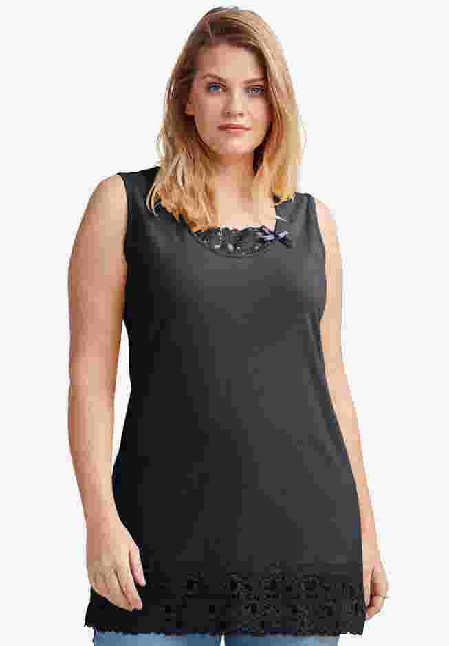 Lace Hem Tunic Tank image number 0