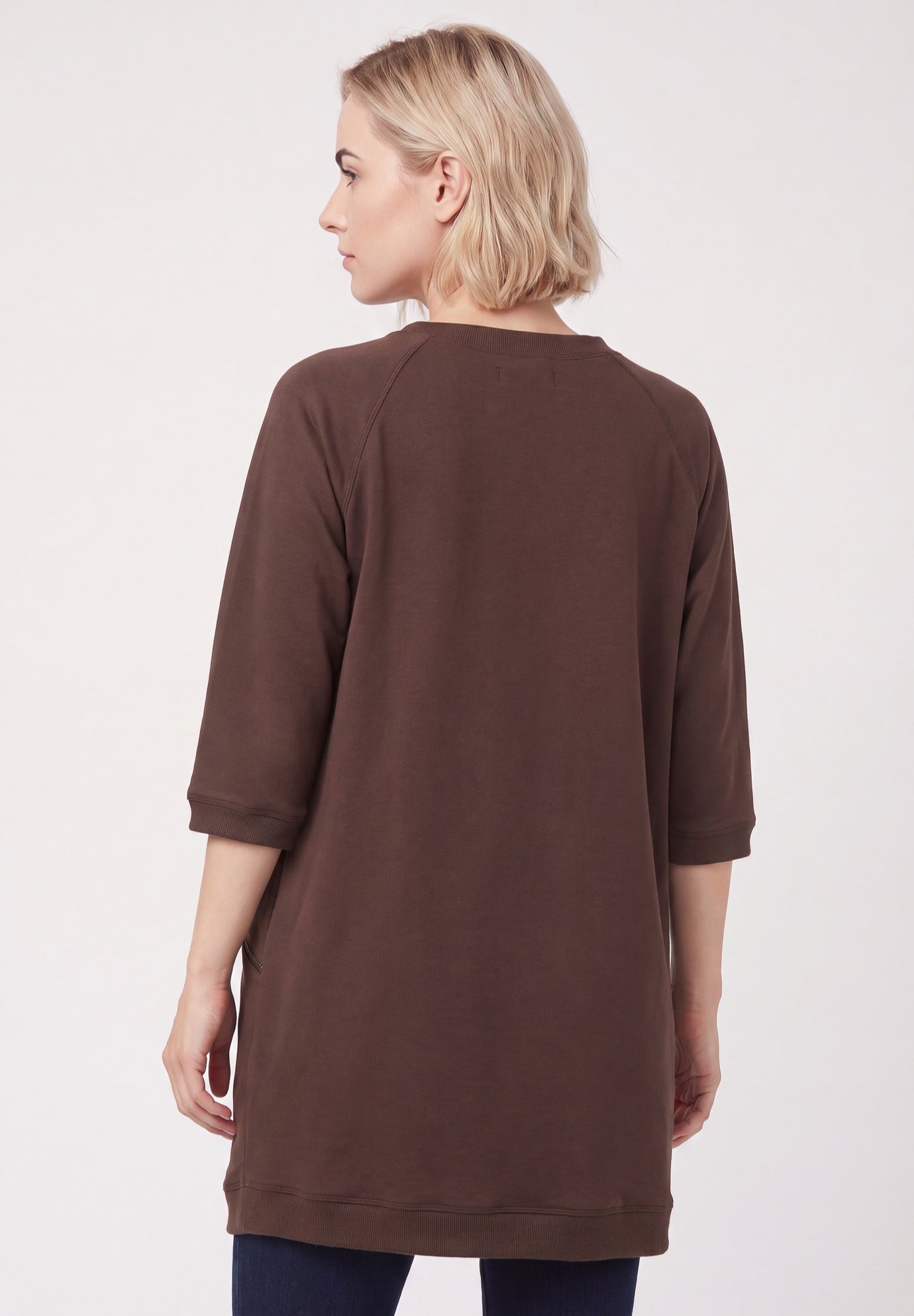 Ellos Studio French Terry Zip-Pocket Long Sleeve Scoopneck Tunic image number 1