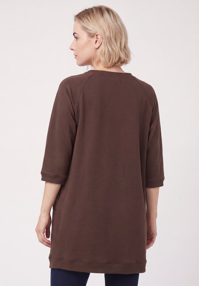 Ellos Studio French Terry Zip-Pocket Long Sleeve Scoopneck Tunic image number 1