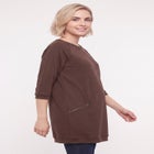 Ellos Studio French Terry Zip-Pocket Long Sleeve Scoopneck Tunic image number 2