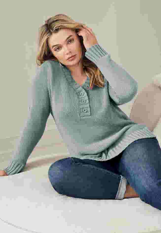 Button Y-neck Sweater image number 2