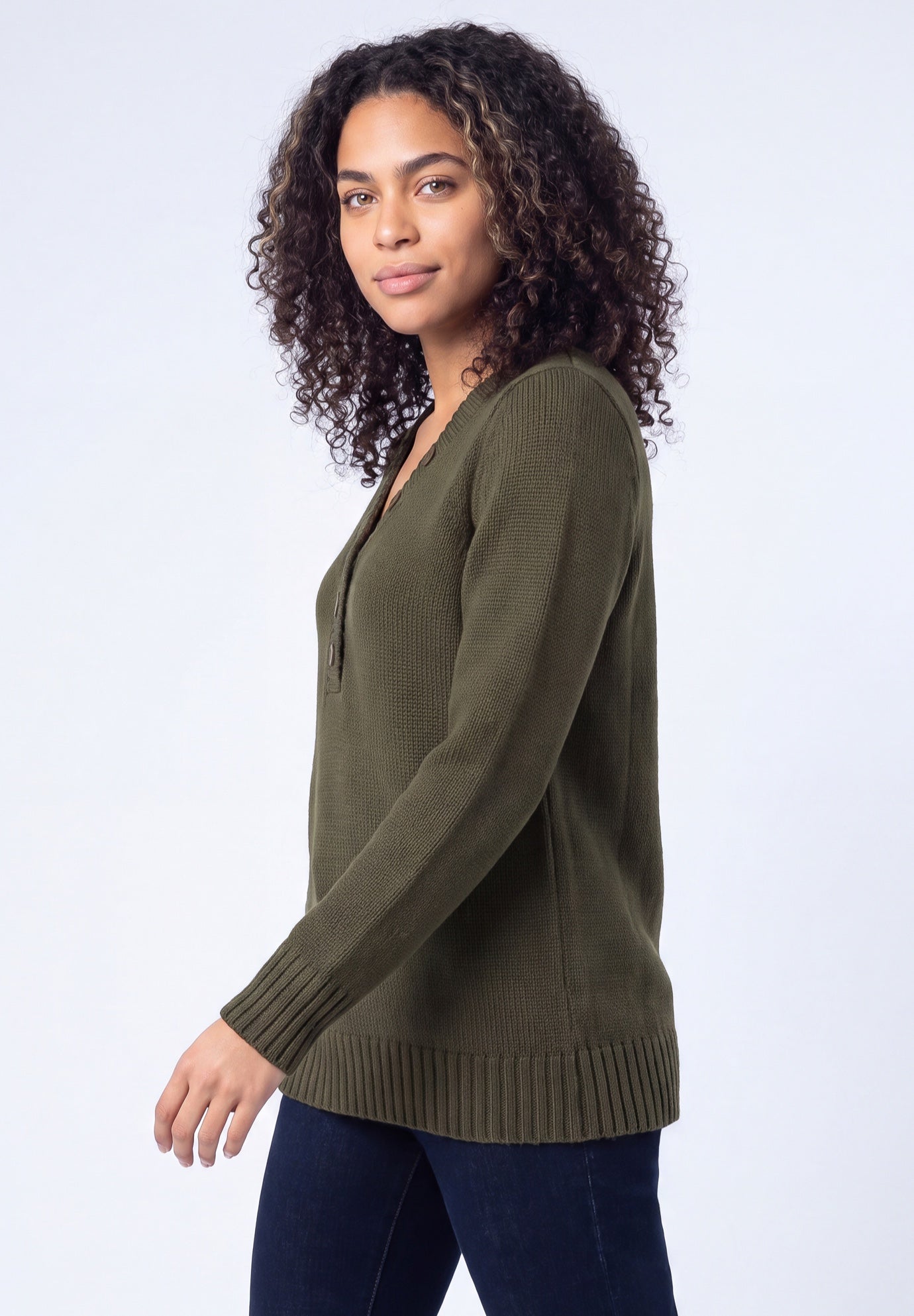 Button Y-neck Sweater image number 2