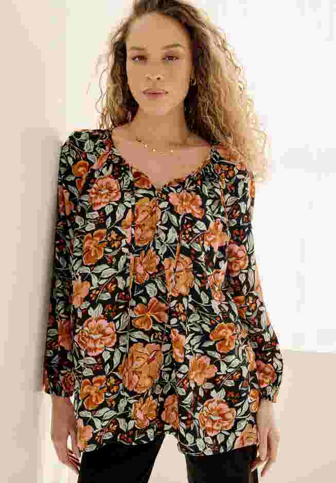 Tie Neck Peasant Tunic image number 0