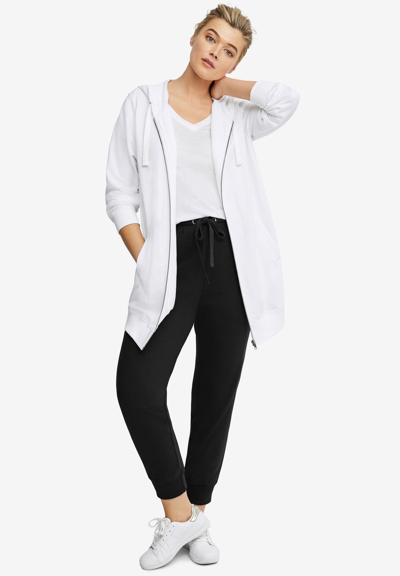 French Terry Drawstring Elastic Waistband Jogger image number 2