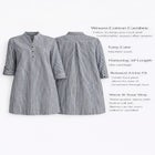 Three-Quarter Sleeve Roll Tab Relaxed Fit 100% Cotton Henley Tunic image number null