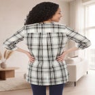 Three-Quarter Sleeve Roll Tab Relaxed Fit 100% Cotton Henley Tunic image number null