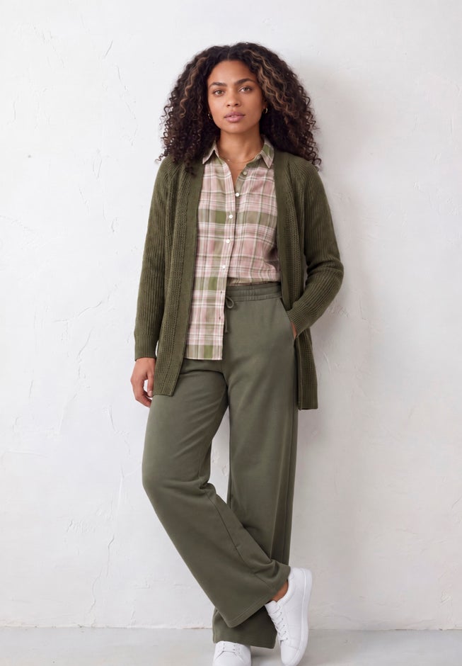 Soft Waffle-Knit Long Cardigan image number 3