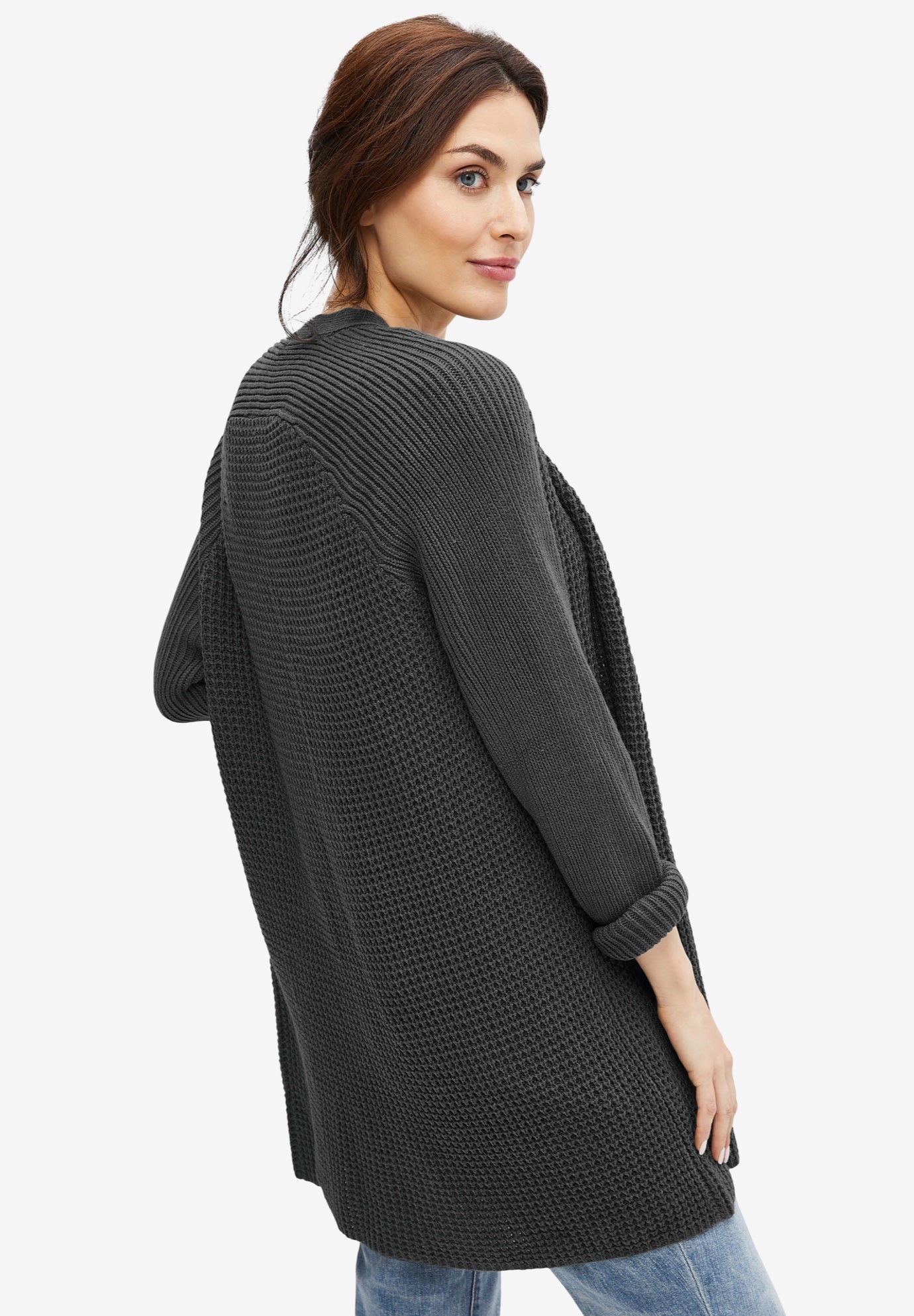 Open Front Waffle Cardigan image number 1