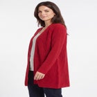Open Front Long Ribbed Sleeve Waffle Cardigan image number 2