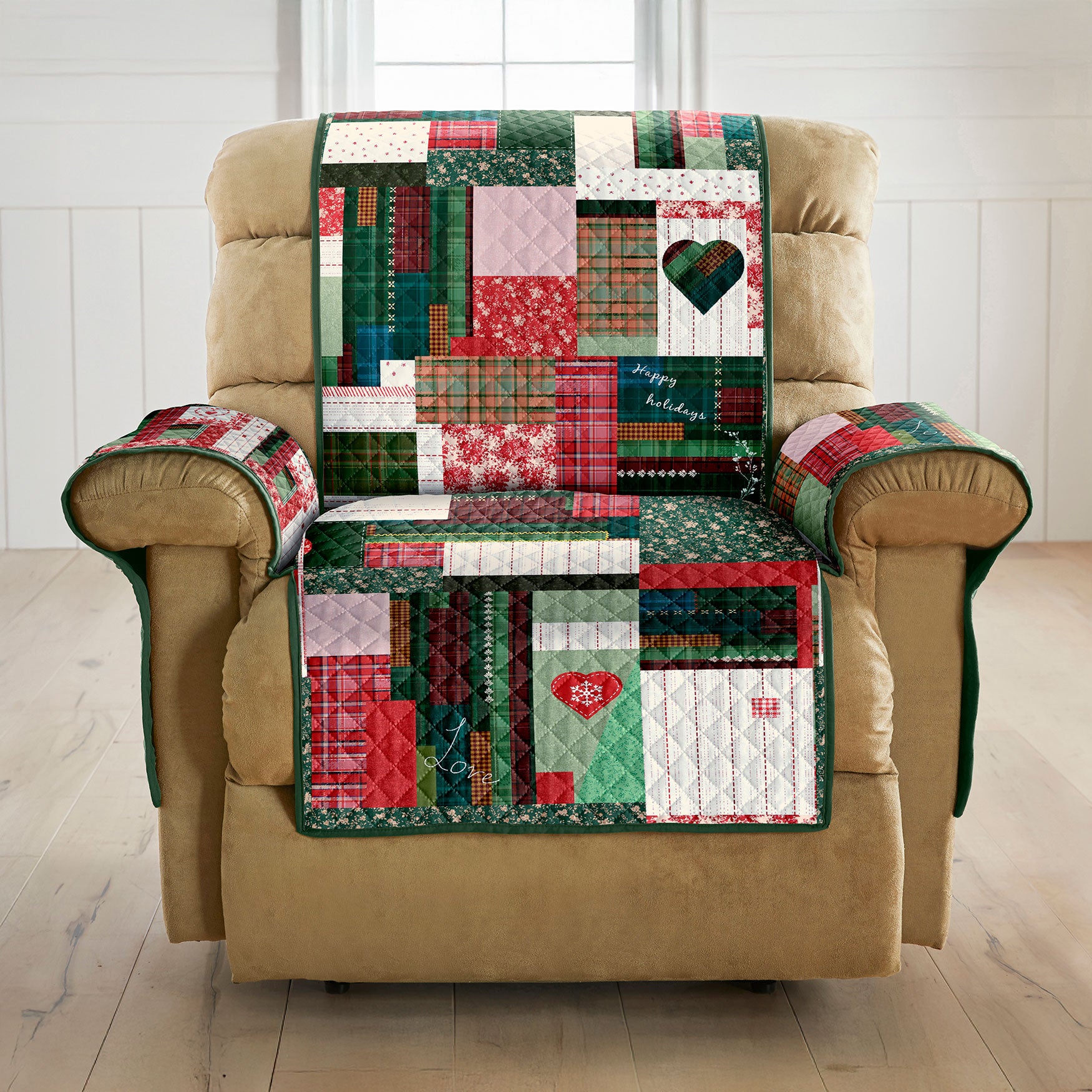 Holiday Patchwork Recliner Protector image number 0