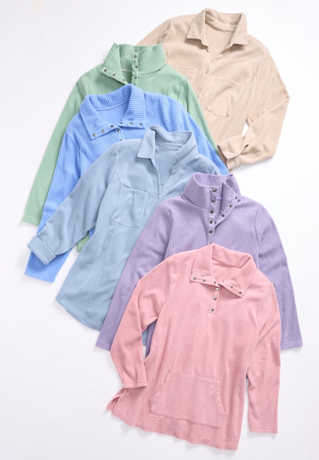 Brushed Cozy Rib Button Front Tunic image number 1