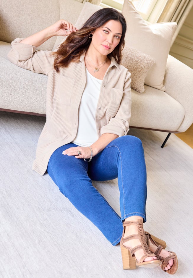 Brushed Cozy Rib Button Front Tunic image number 1