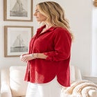 Brushed Rib Cozy Buttonfront Tunic image number 1