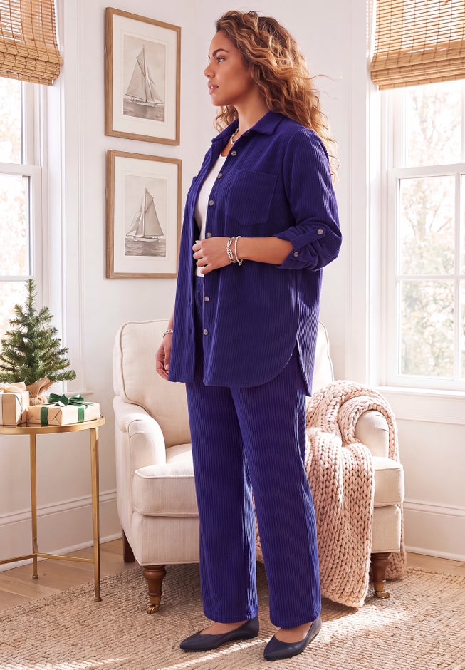 Brushed Rib Cozy Buttonfront Tunic image number 2