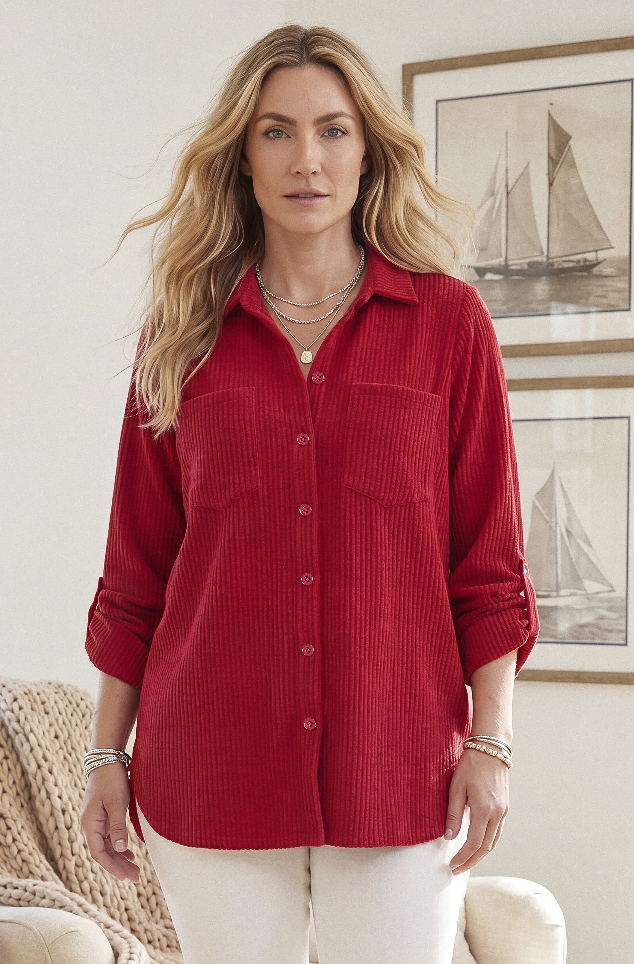 Brushed Rib Cozy Buttonfront Tunic image number 0