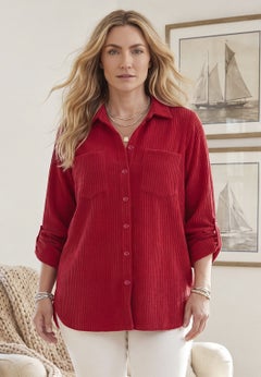 Brushed Rib Cozy Buttonfront Tunic