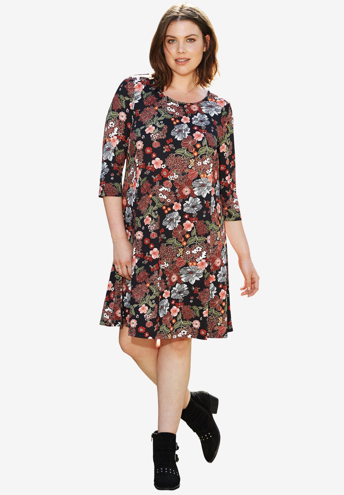 Madison Knit Three-Quarter Sleeve Dress image number 0