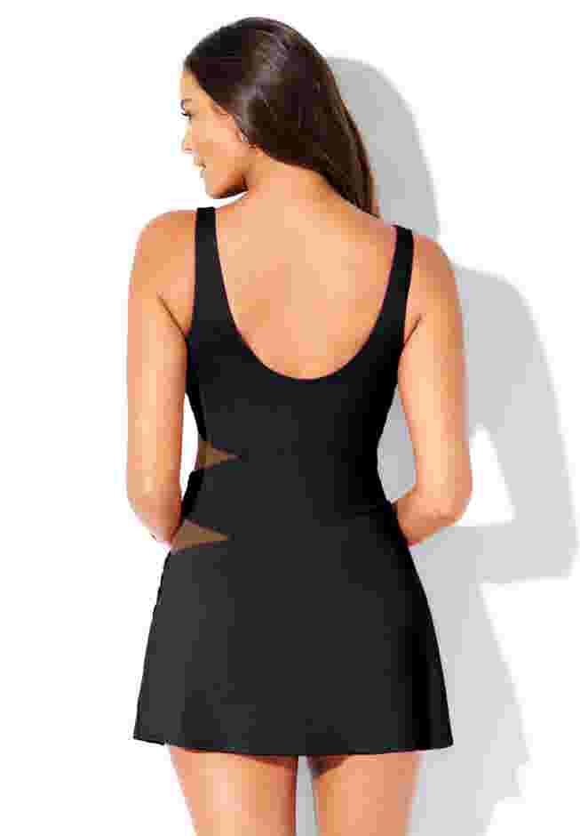 Square Neck Mesh Cut Out Swimdress image number 1