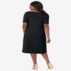 Stretch Cotton Square Neck Midi Dress image number null