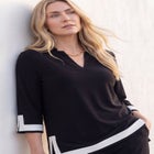 Caroline Crepe Colorblock Top image number 1