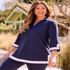 Caroline Crepe Colorblock Top image number 1