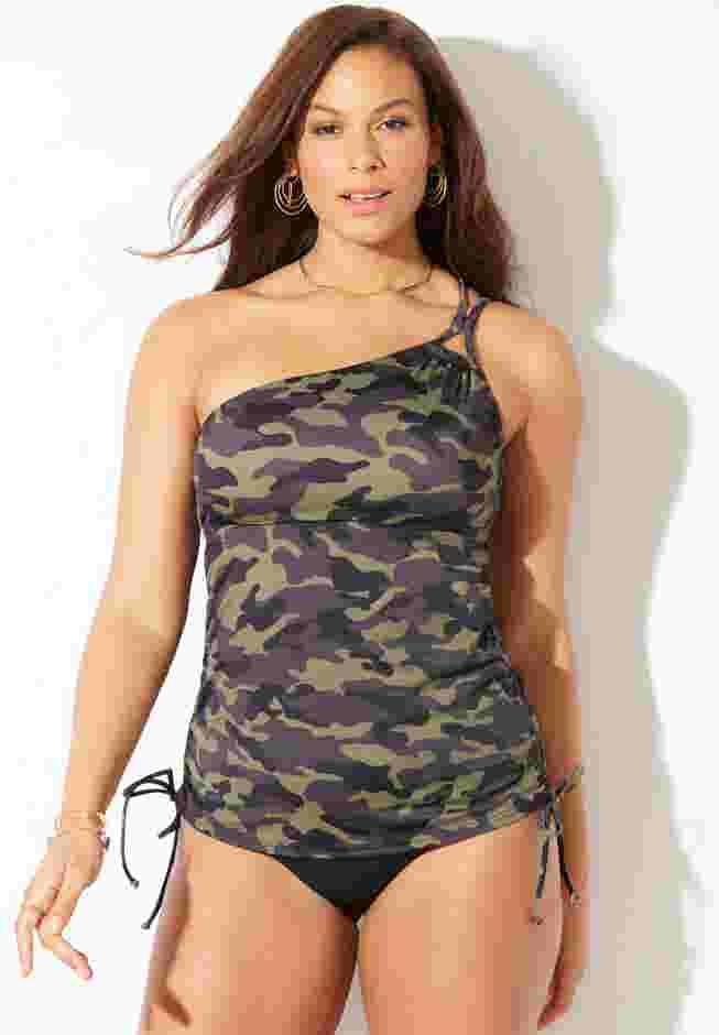 Adjustable One Shoulder Tankini Top image number 3