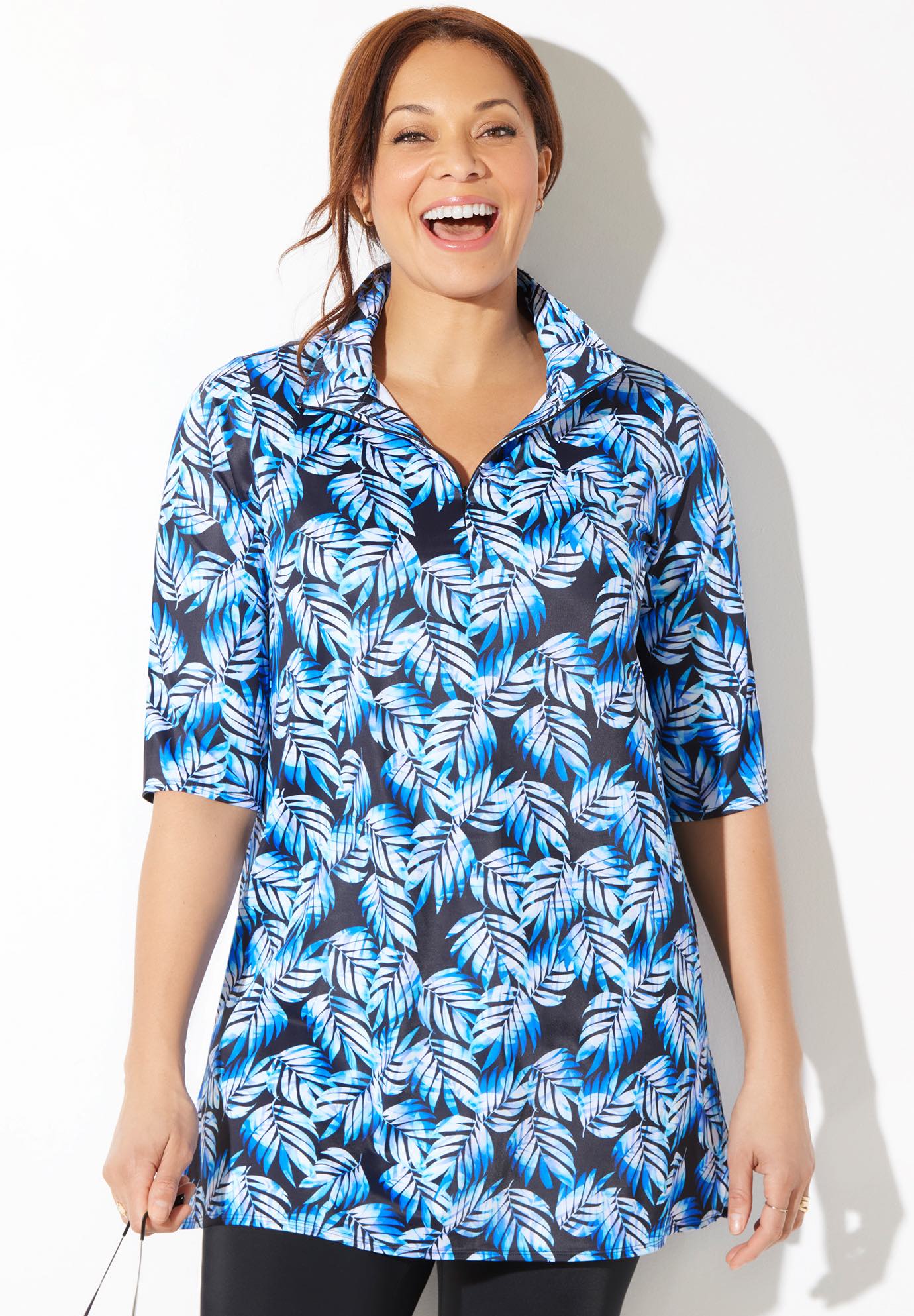 Sun Resistant Quarter Zip Swim Top image number 2