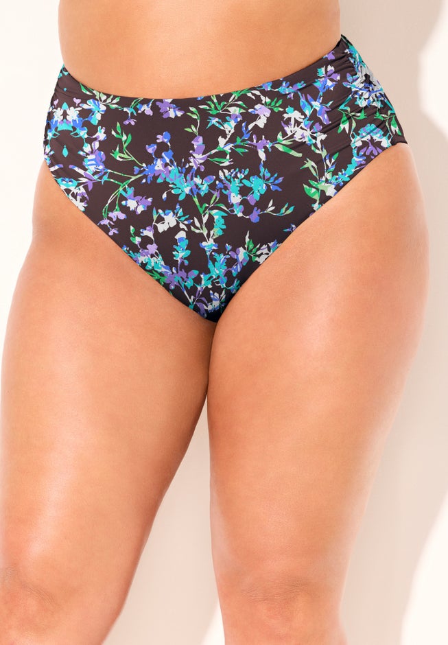 Side Shirred High Waist Swim Brief image number 3