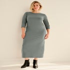 Three-Quarter Sleeve Knit Maxi Dress image number null