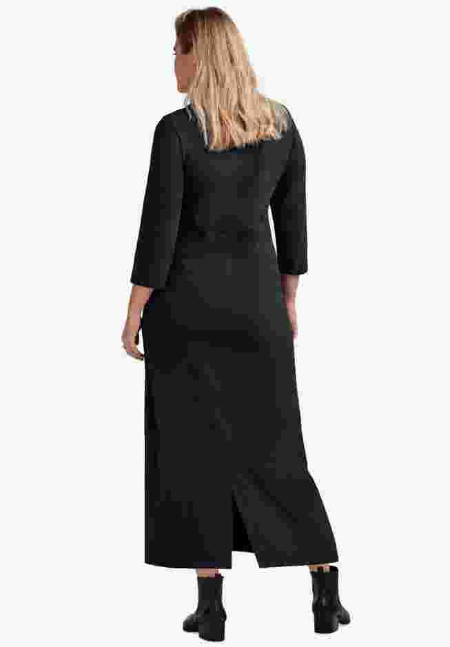 Three-Quarter Sleeve Knit Maxi Dress image number 1