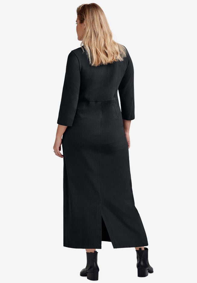 Three-Quarter Sleeve Knit Maxi Dress image number 1