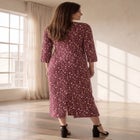 Cotton Spandex Jersey Three-Quarter Sleeve Scoopneck Maxi Dress image number null