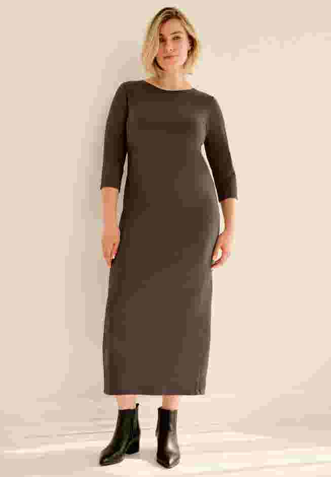 Three-Quarter Sleeve Knit Maxi Dress image number 0