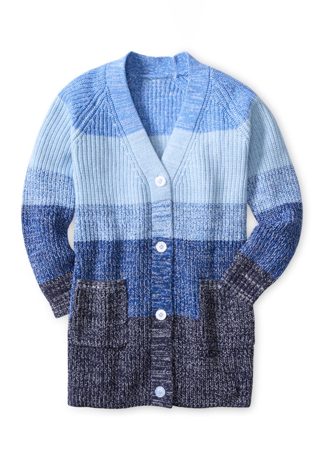 Ombre Shaker Cardigan Sweater image number 1