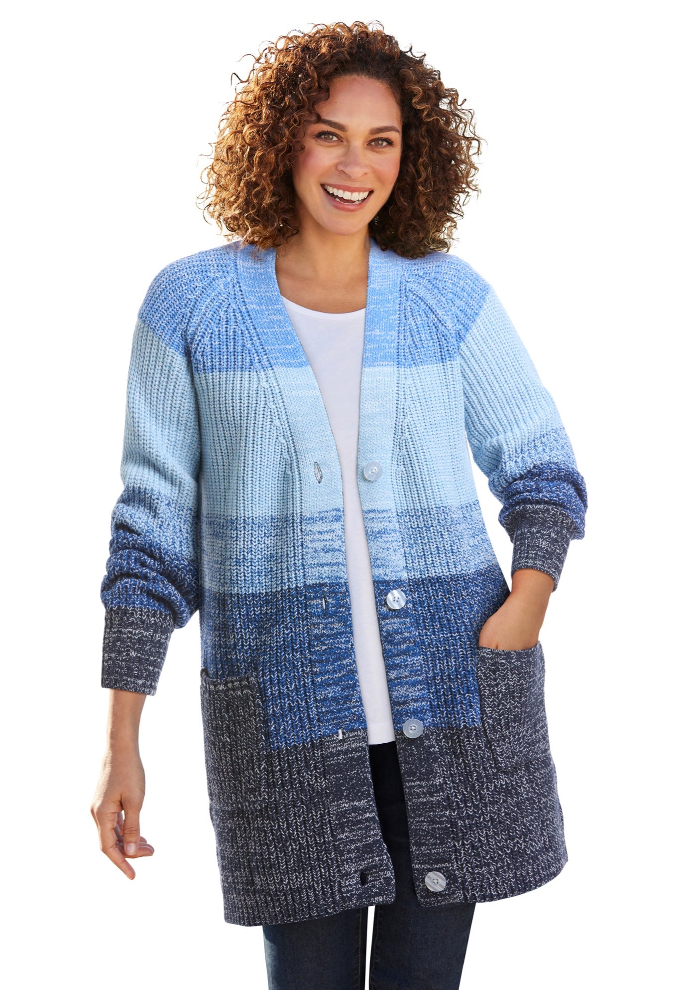 Ombre Shaker Cardigan Sweater image number 0
