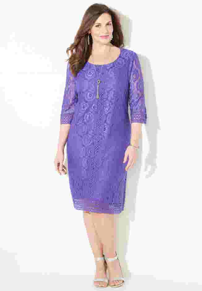 Crochet Trim Shift Dress image number 0