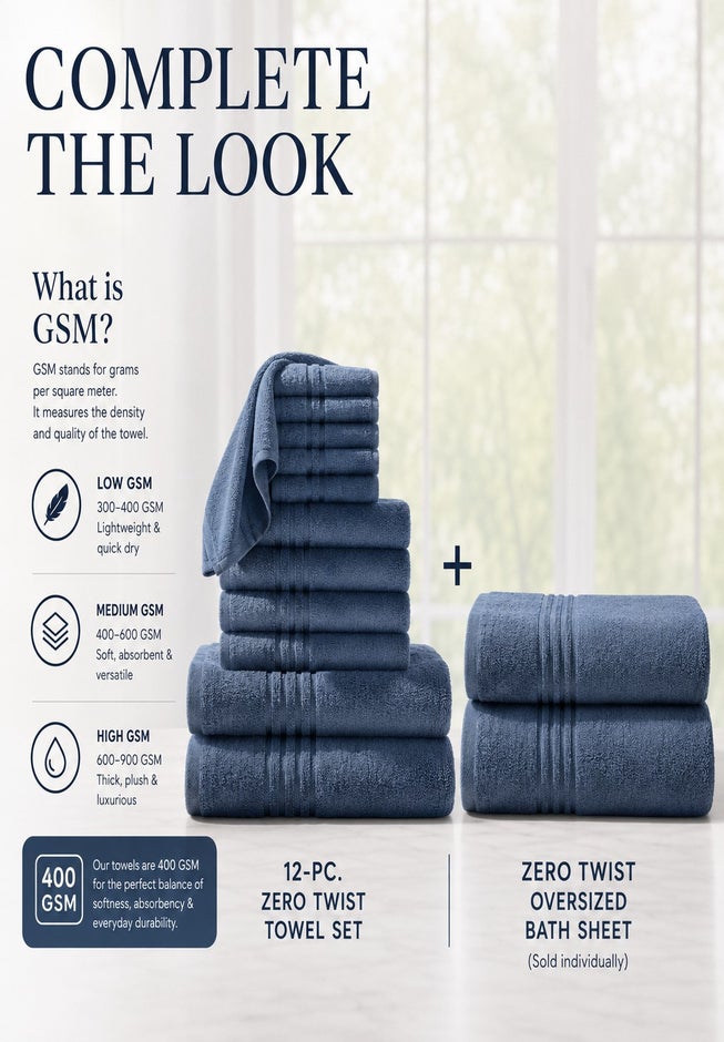 Zero Twist 100% Cotton Oversized Bath Sheet image number 6