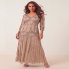 Plus Size Beaded V-Neck 3/4 Sleeve Sleeve Maxi Gown image number 0