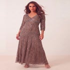 Plus Size Beaded V-Neck 3/4 Sleeve Sleeve Maxi Gown image number 0