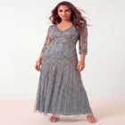 Plus Size Beaded V-Neck 3/4 Sleeve Sleeve Maxi Gown image number 0