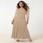 Plus Size Beaded V-Neck 3/4 Sleeve Sleeve Maxi Gown image number null
