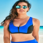 Colorblock Zip Front Bikini Top image number null