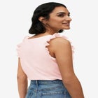 Button-Front Ruffle Sleeve Tank image number null