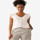 Button-Front Ruffle Sleeve Tank image number null