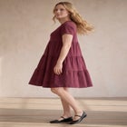Cotton Spandex V-Neck Short Sleeve Tiered A-Line Dress image number 2