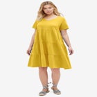 Cotton Spandex V-Neck Short Sleeve Tiered A-Line Dress image number null