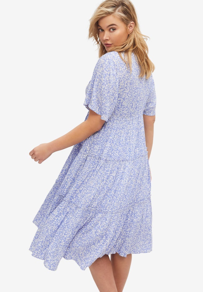 Tiered Midi Dress With Surplice Neckline image number 1