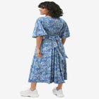 Knit Midi Dress With Surplice Neckline & Waist Tie image number null