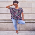 Stretch Knit Scoop Neck Oversized Tunic image number null